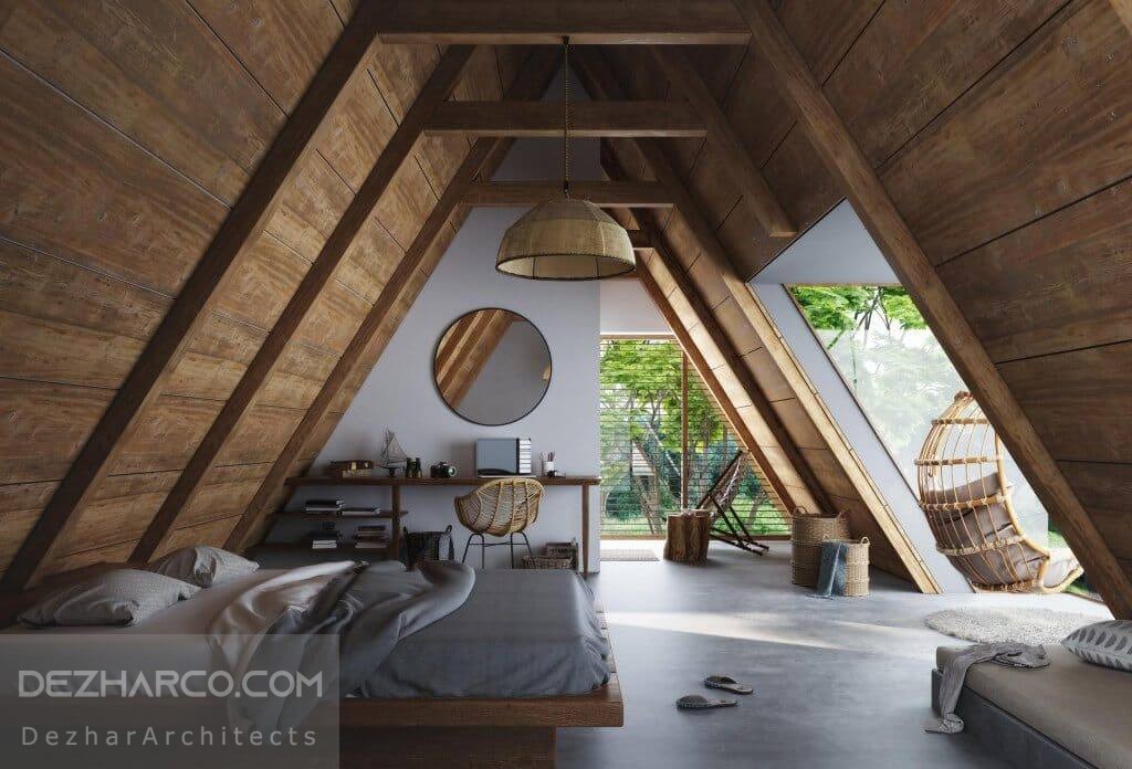 طراحی داخلی ویلا مثلثی