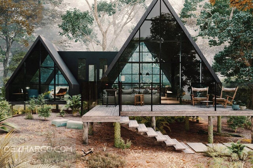 طراحی ویلا با سازه A شکل