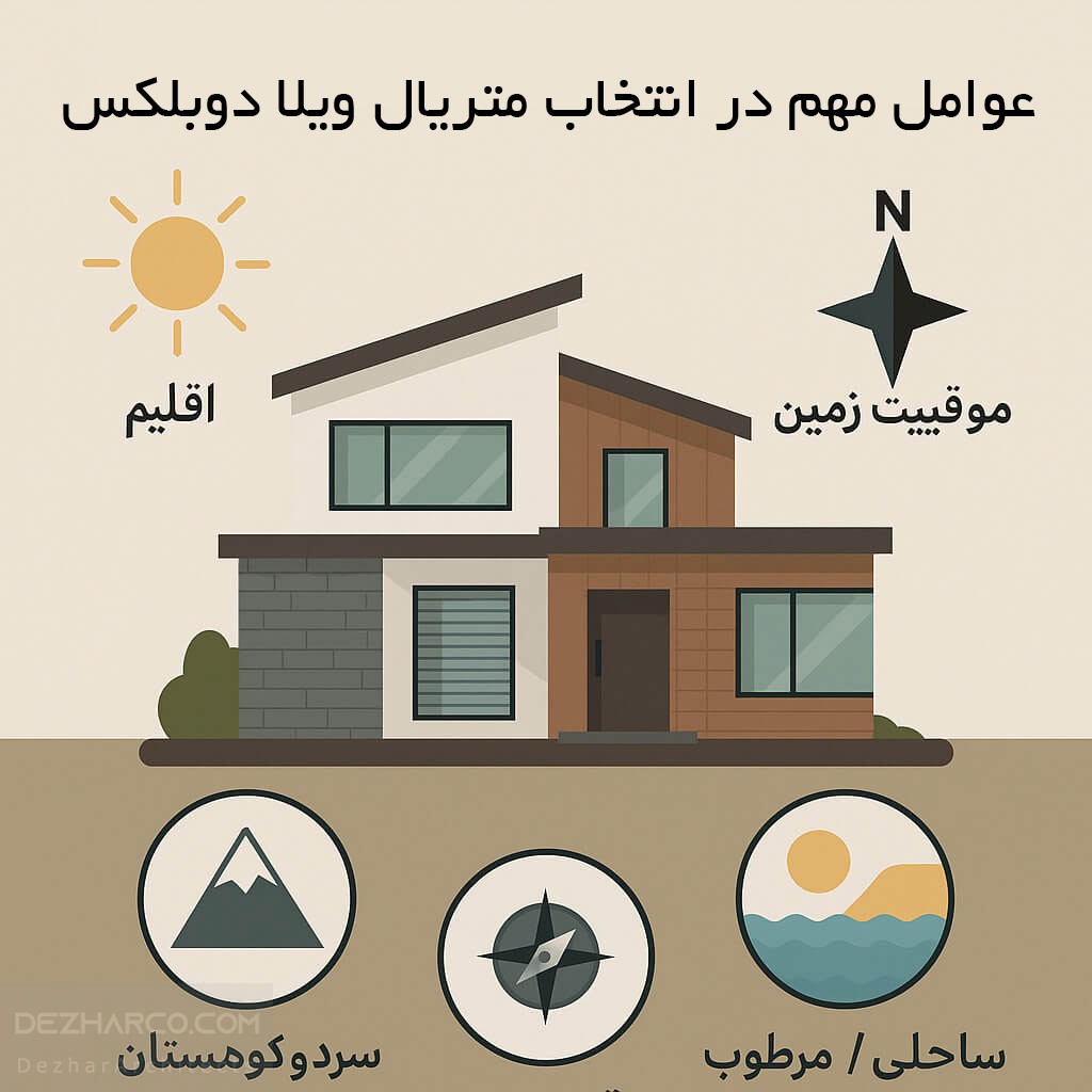 اینفوگرافی عوامل مهم در انتخاب متریال ویلا دوبلکس
