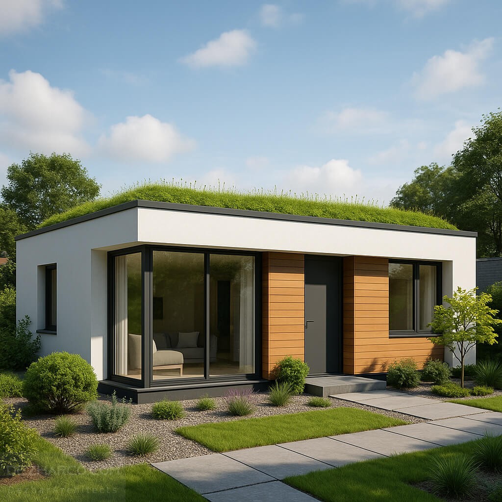 طراحی ویلا کوچک با کمترین هزینه با روف سبز